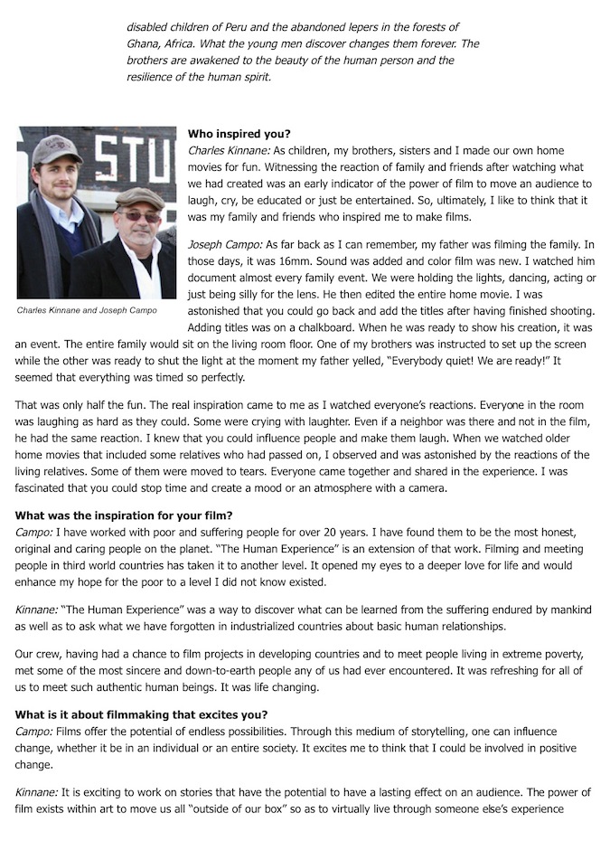The Human Experience featured in The Hollywood Reporter