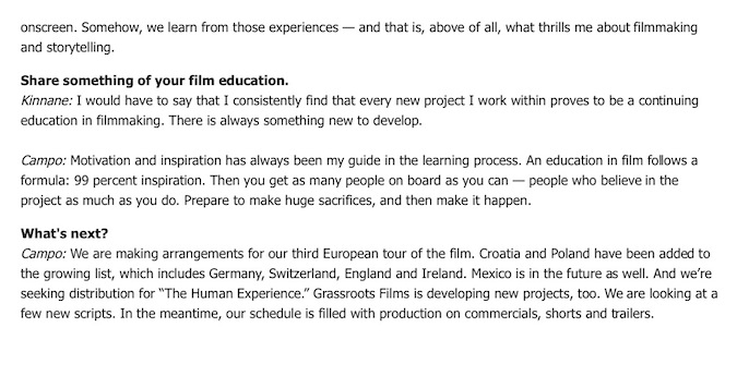 The Human Experience featured in The Hollywood Reporter